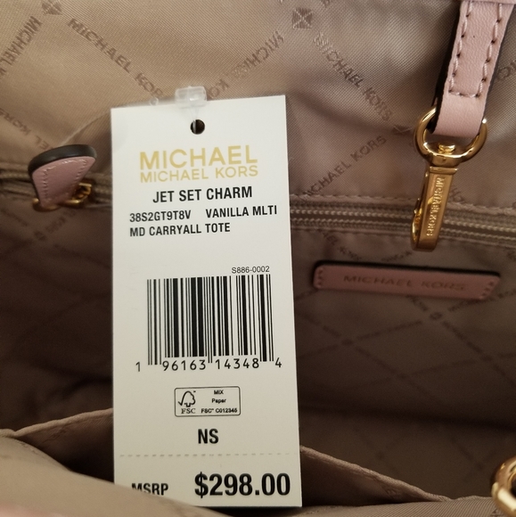 SOLD Michael Kors| Carry All Tote Vanilla Multi Pink - Picture 8 of 9
